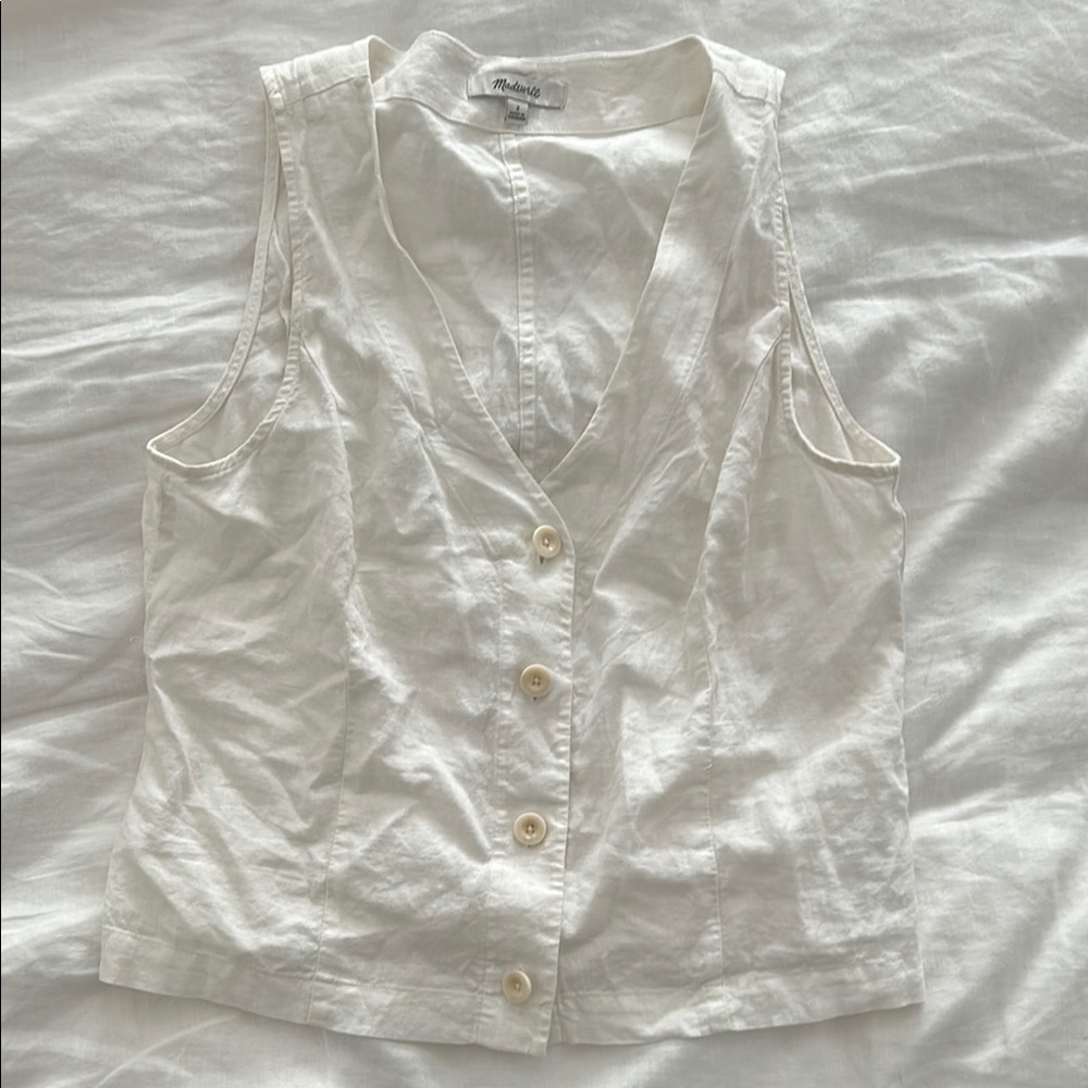 Madewell Cream Button Down Shirt Notched Collar